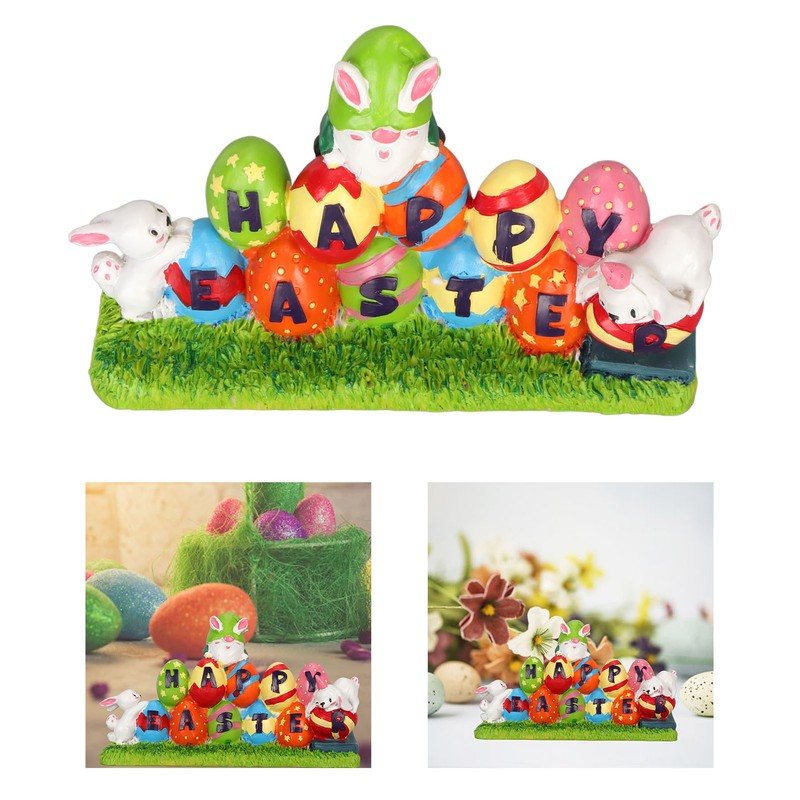 Easter Eggs Bunny Ornament Waterproof Resin Eggs Bunny Centerpiece Adorable