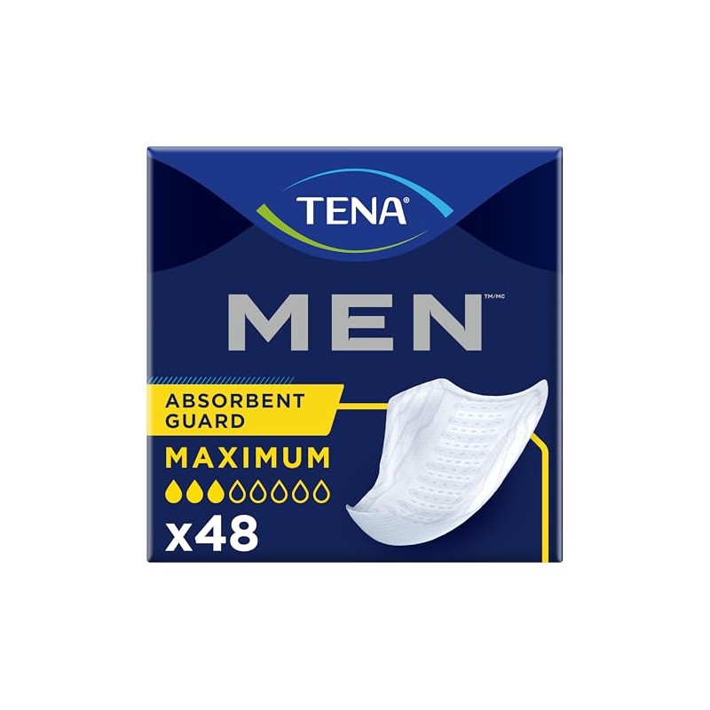 Tena Protectores de incontinencia para hombres, absorción moderada, 48 unidades