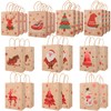 SENTAIMAO Xmas Kraft Gift Bags,24Christmas Goody Bags with Handle for