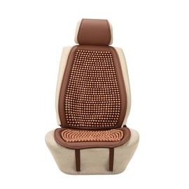 JSCARLIFE Tilia Wood Beaded Car Seat Cover - Breathable Ergonomic Driver Cushion for Cars/Trucks/SUVs | Hand-Knotted Beads, Lumbar Support & Cooling Tech (Brown)