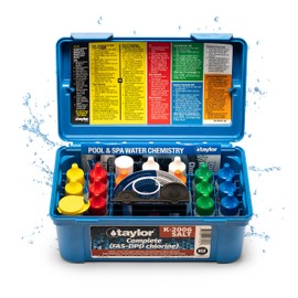 Taylor K-2006-SALT Complete, 9-in-1 Pool & Spa Test Kit, Free & Combined Chlorine, pH, Acid & Base Demand, Total Alkalinity, Calcium Hardness, Cyanuric Acid (CYA), and Chloride (Sodium Chloride)