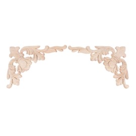 2 Pcs Decal Combination Floral,MUXSAM Rubber Wood Carved Onlay Applique for Home Decorative Furniture As Wardrobe Wall Cabinet Door Decal Closet Doors DIY Craft Projects 28x18 cm