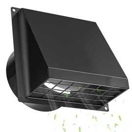 Hon&Guan Dryer Vent Cover Outside with Removable Mesh, 4 Inch Wall Mount Extractor Vent with Rubber Cushioned Non-Return Flap, Metal Outside Dryer Vent Cover for House, Black