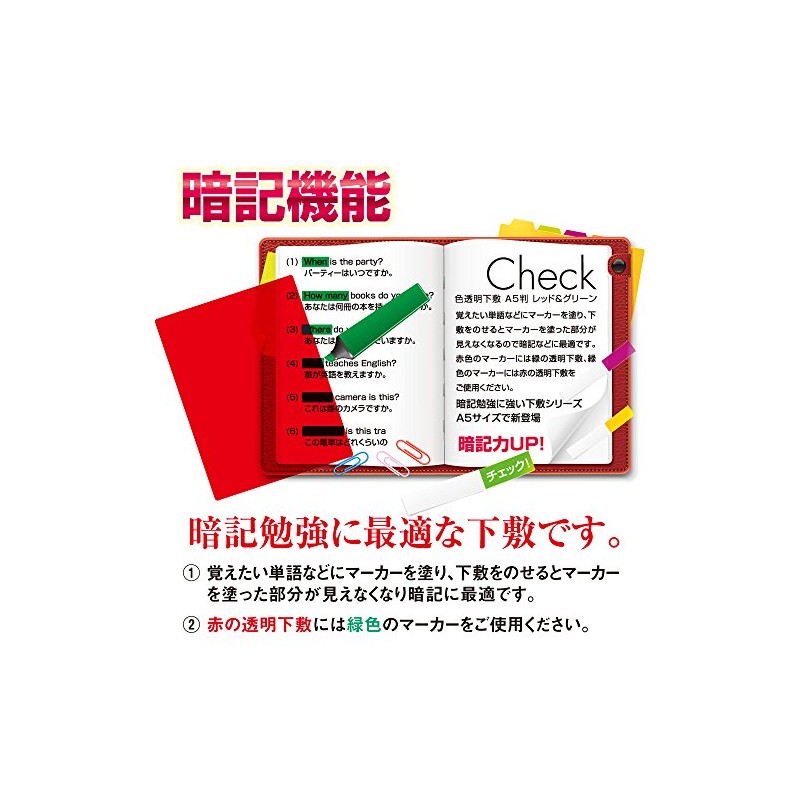 Kyoei Plastic Underlayment, Transparent Color, A4, Red NO.1377-R