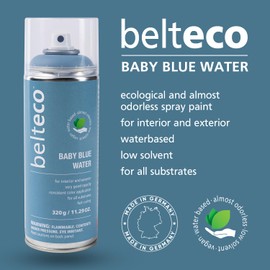 BELTECO Baby Blue Water Spray Paint | Water based & Odorless | Eco-Friendly & Vegan | Weather & UV-Resistant | For all Substrates | Fast Drying with High Coverage | For Indoor/Outdoor Use