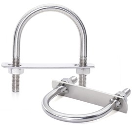 FamlTol M8 U-bolt 89 mm inner width, round steel shackle U-bolt lashing bracket, U bracket with thread for various high-performance pipe attachments, pack of 2