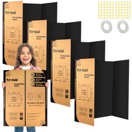 4 Pack Black Trifold Poster Board 24" X 36", IKAYAS Poster Boards, Science Fair Display Boards Posterboard Foamboard for Mounting, Prints,Art,Display,Projects Classroom Supplies