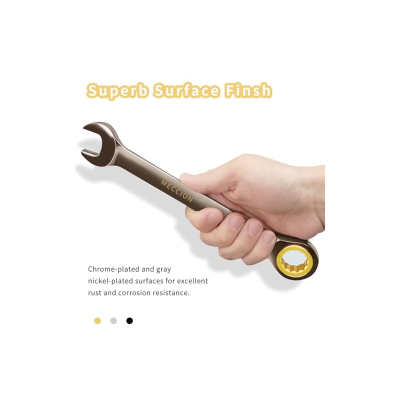 Meccion Combination Wrench 1-1/8 Inch SAE Open End Ratcheting Wrench