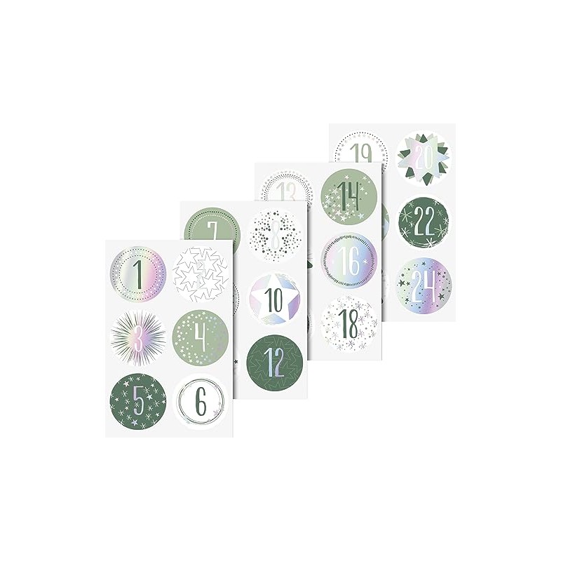 Sticker Advent Numbers Silver Iridescent