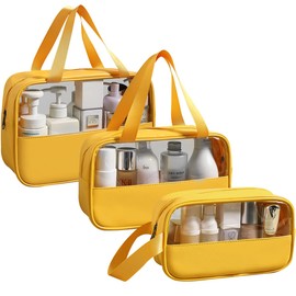 Clear Toiletry Bag 3 pcs, Waterproof Wash Bags Set in PVC