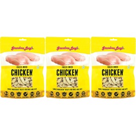 Grandma Lucy's 3 Pack of Freeze-Dried Chicken Single-Ingredient Treats for Dogs and Cats, 4 Ounces Each, Made in The USA