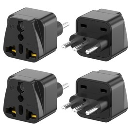 Travel Adapter, 4-Pack Universal Travel Plug to IT Travel Plug Adapter 2 Pin Europe to 3 Pin Italy Plug Type L Schuko Adapter EU to Italy Chile, Black