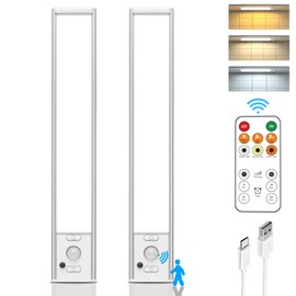 Under Cabinet Lights Wireless,Motion Sensor Light Indoor Closet Lights with Remote Control,3 Color Temps,LED Rechargeable Battery Operated,Under Counter Lights for Kitchen,Wardrobe,Hallway,Stairs