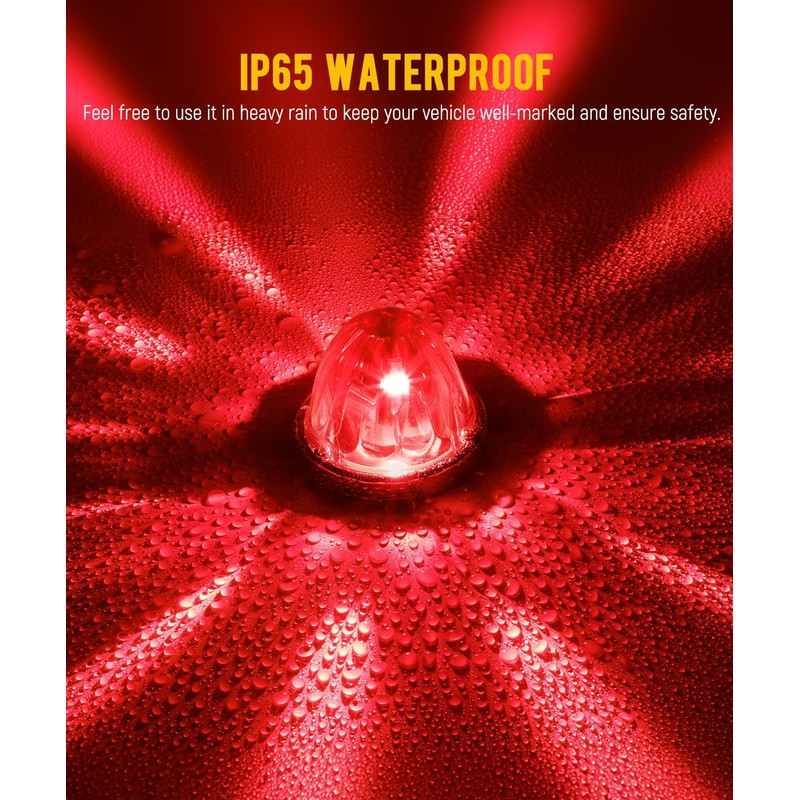 Partsam 2Pcs Red Glass Lens Watermelon Lights Kit LED Stop