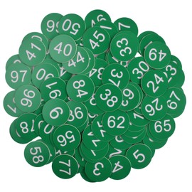 Pack of 100 Plastic Number Plates, Number Tags, Key Chains, Numbers, 1-100 Engraved Numbered ID Tags, ABS Table Numbers Without Hole for Hotels Gym Pet House (Verde)