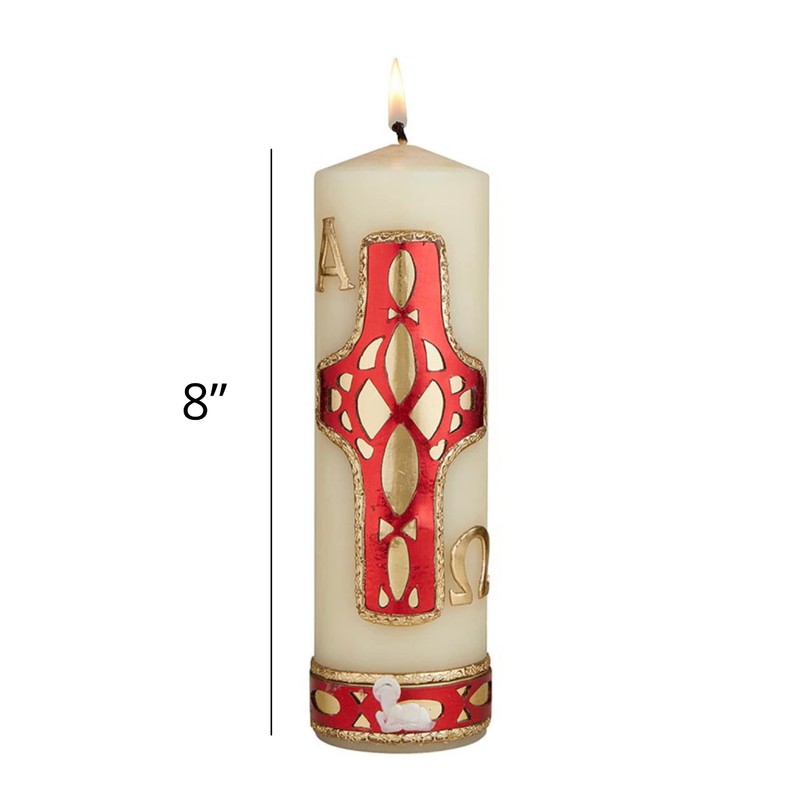 Needzo Religious Candle Mosaic Inspired Unscented Pillar Candles for Mass