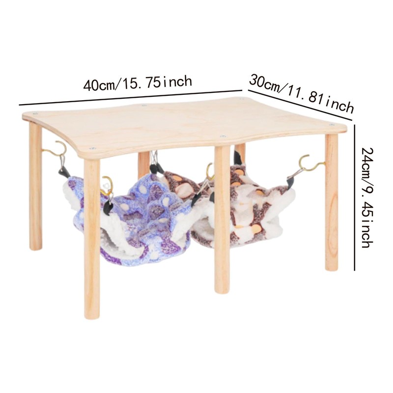 Fenteer Guinea Pig Hammock Hideout with Wooden Stand Double Hammocks