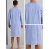 Lars Amadeus Striped Nightshirts for Men's V-Neck Button Down Nightgown