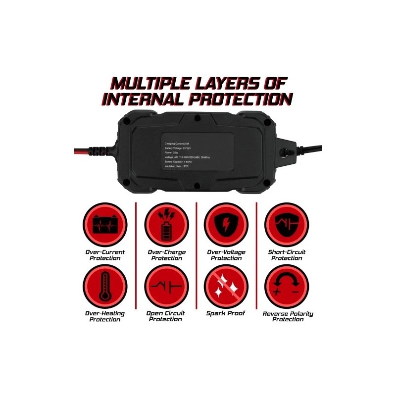 Banshee 2A Banshee Smart Car Battery Charger Maintainer for 6V/12V