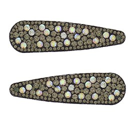 Zac's Alter Ego Pair of 7.5cm Colourful Diamante & AB Stone Covered Snap Hair Clips