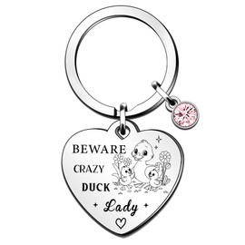QMVMV Funny Duck Keyring Gifts Animal Lover Gift Beware Crazy Duck Lady Duck Lover Gift For Women