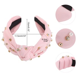 Santoddle 3Pcs Knot Headband for Women Pearl Knotted Head Bands Non Slip Wide Head Band Fashion Head Bands Knot Headband for Women