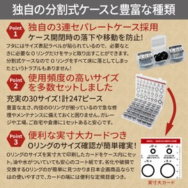 NBR70 O-Ring Set, 247 Pieces, 30 Types, Rubber Gaskets, Heat Resistant, Oil Resistant, 3 Segments Included, 3 Segments Included