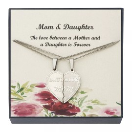 Beads & Pearls Jewelry Heart Shaped Mom Daughter Pendant Necklace Set & Gifts For Women Mother Daughter
