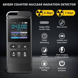 Nuclear Radiation Detector GC-02 Geiger Counter Dosimeter with Time Monitoring and Data Storage, Radiation Detector for Measuring Radioactivity, Beta Gamma X-Ray Radiation