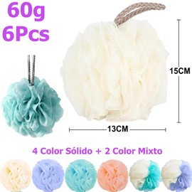 6Pcs Esponja de Baño Suave - Esponjas para Baño, Esponja Baño, Estropajo para Cuerpo, Lufa de Baño Corporal Adecuado para Hombres y Mujeres Bañarse y Ducha, Limpieza Profunda