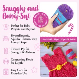 Tweed Twinkles Soft Baby Yarn for Crocheting, 8-Pack (696Yds / 400G), Free Patterns - Acrylic Baby Blanket Knitting Yarn with Flecks - Size 3 DK Light Worsted Weight - Jewel Pack