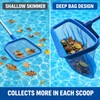 Pool Leaf Rake with Deep Mesh Bag, Heavy-Duty Pool Skimmer