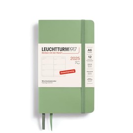 LEUCHTTURM1917 370575 Weekly Planner 2025, Pocket A6 Softcover - 12-Month Planner, 80 g, Lined - Sage