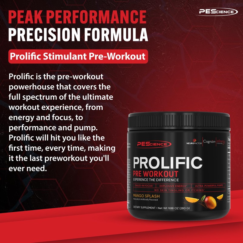 PEScience Prolific Pre Workout Powder for Men & Women with
