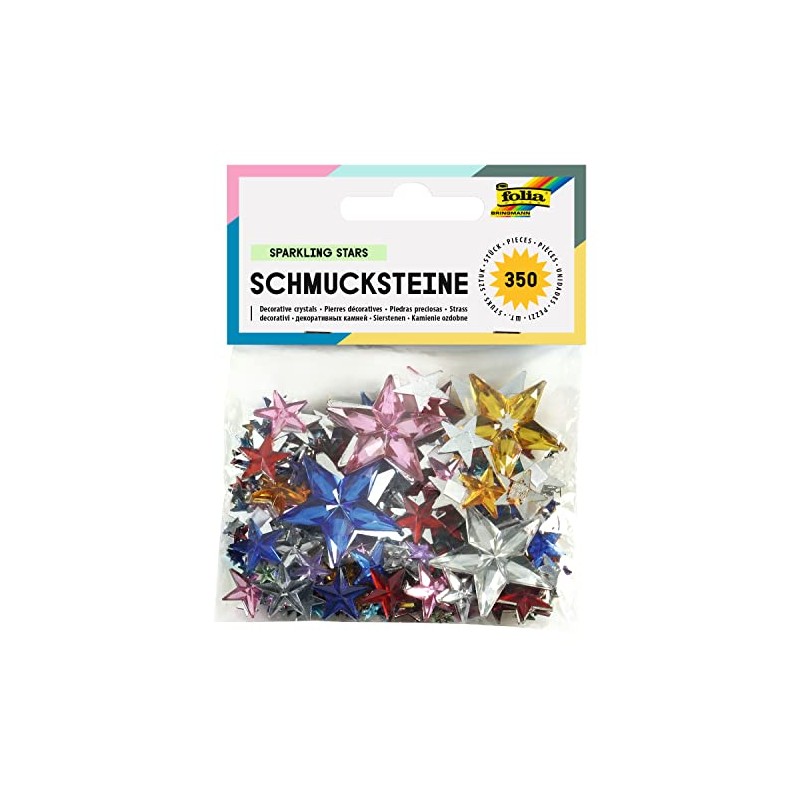 Folia 1243 - Decorative Crystals "Stars" 350 Pcs, Assorted Sizes