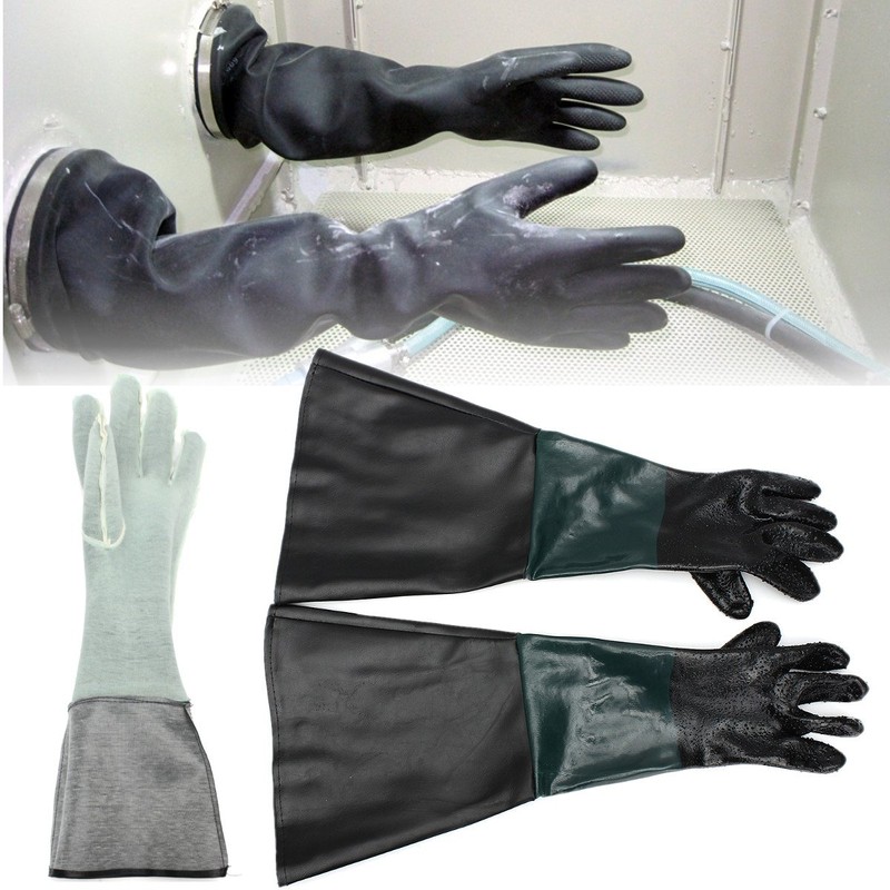 Jewboer 23.6" Rubber Sandblast Cabinet Gloves,Sandblasting Sand Blaster Gloves for