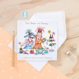Berni Parker Female Birthday/Blank Card - General Card for Women - Tea Keeps Us Happy...Until Prosecco - Eco-Friendly