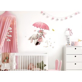 Little Deco DL601 S Wall Sticker Rabbit with Umbrella 33 x 29 cm (W x H)
