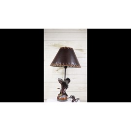 Ebros GIft Patriotic Bald Eagle With American Flag Star Memorial Table Lamp Sculpture