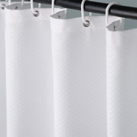 EurCross Waffle White Fabric Shower Curtain 72 x 72 inch,Water-Repellent Heavyweight Polyester,Spa Hotel Luxury Shower Curtain for Bathroom Decorative 6ft Wide by 6ft Long
