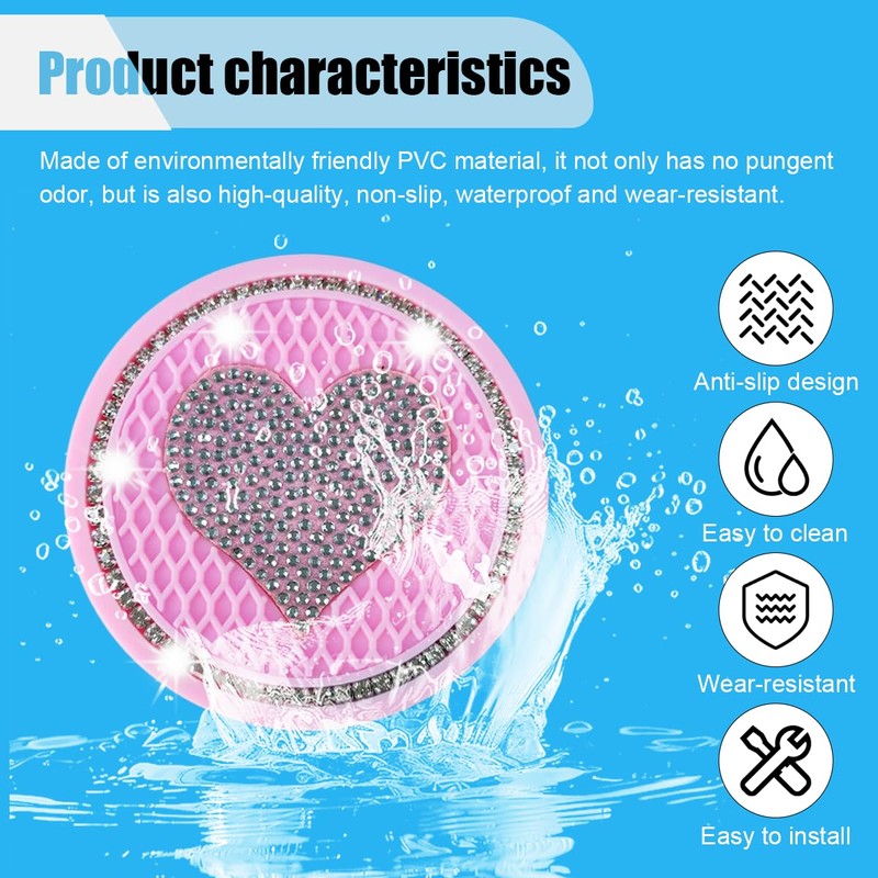 2PCS Bling Car Cup Holder Insert Coasters- 2.75 Inch Non-Slip