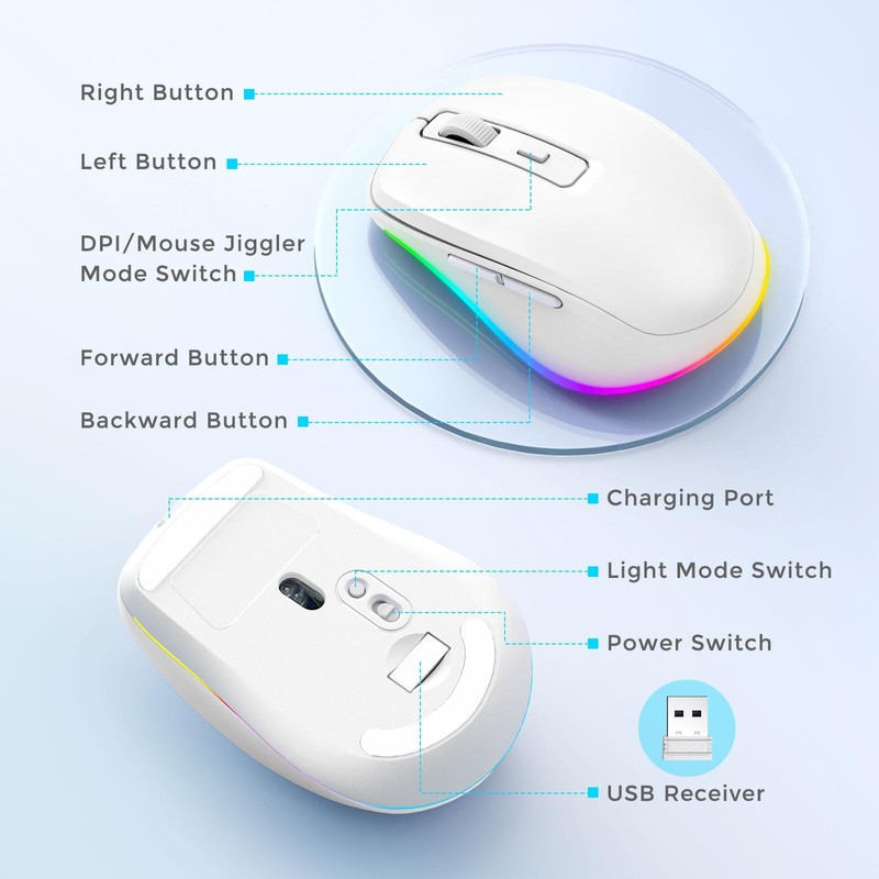 PEIOUS Mouse for Laptop Wireless - LED Wireless Mice with
