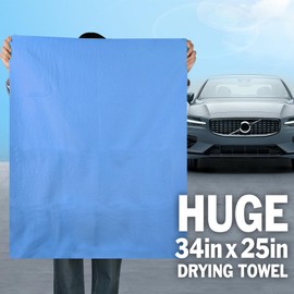 3 Pack Premium Shammy Cloth for Car Drying, 34”x25” Chamois Towel for Car, Super Absorbent Shammy Towel for Car, Reusable Soft Car Drying Towels