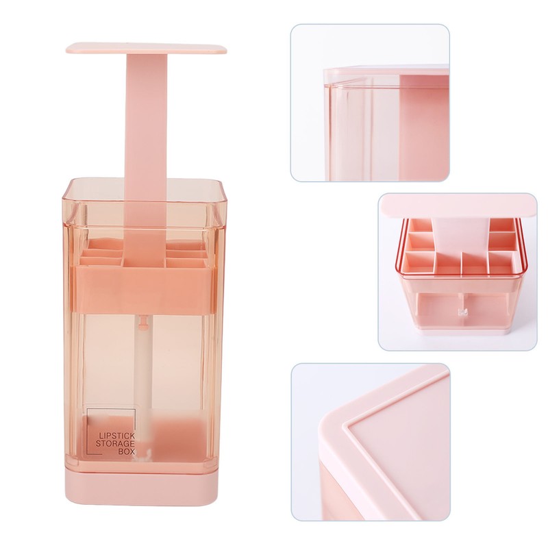 Lipstick Holder Auto Lifting Dustproof Large Capacity Transparent Window Lipstick