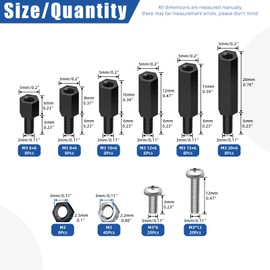 Glarks 256pcs M3 Carbon Steel & Nylon & Brass Standoff Set Hex Mount Spacer Motherboard Spacer Male-Female Spacer Standoff with Pan Head Screw Nylon Screw Nut and Hex Nut for PCB, Quadcopter Drone