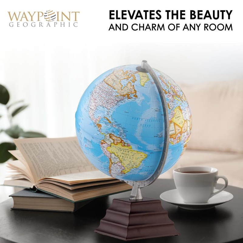 Waypoint Geographic Pacific Plus Globe, 12" Blue Ocean-Style World Globe,