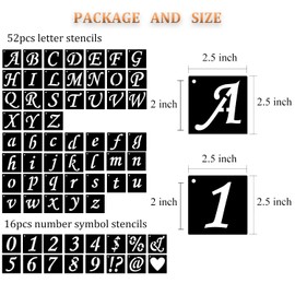 Eage Alphabet Letter Stencils 2 inch, 68 Pcs Reusable Plastic Letter Number Symbol Stencil Kit for Painting on Wood, Wall, Fabric, Rock, Chalkboard, Signage