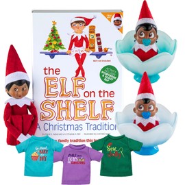 The Elf on the Shelf Bundle: Scout Elf Girl Dark Tone and Boy + Girl Frost Pips (3pcs)