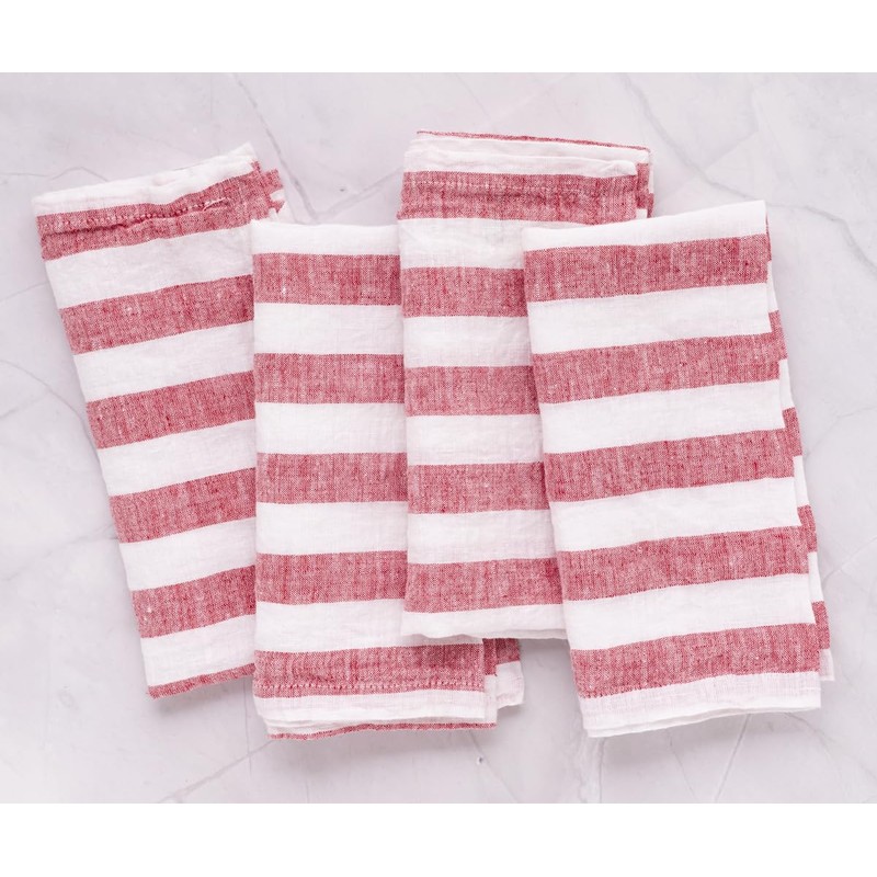 Italian Striped Napkins - Red