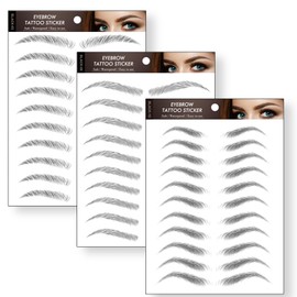FresFresi Long-Lasting Eyebrow Tattoo Peel Off - 30 Pairs of Water-Resistant Stick-On Eyebrows with Realistic Hair-Like Finish in 3 Shapes. Perfect for Women & Girls Makeup. (Black)